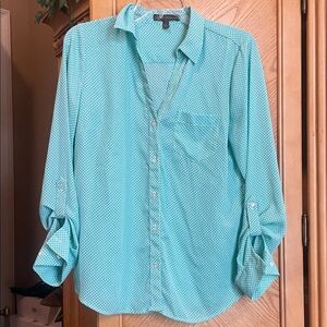 Outback red green and white polka dot blouse size medium